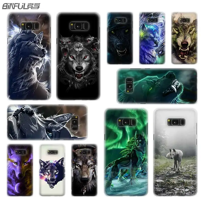 

BINFUL case cover hard Transparent for Samsung S9 S8 S7 S6 S5 S4 S10 Edge Plus for Galaxy Note 10 Pro 9 8 Fierce Snow Wolf