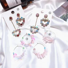 Япония и Южная Корея ассиметричные серьги милые розовые блестки Brincos модные блестящие серьги с сердечком