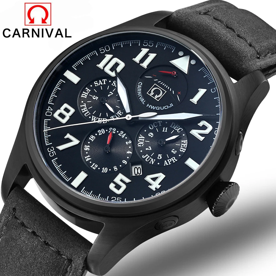 

Carnival Watches Men Luxury Top Brand New Fashion Men's Big Dial Designer Quartz Watch Male Wristwatch relogio masculino relojes