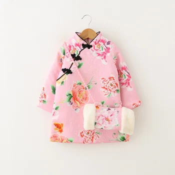 

Kids Chinese Style Dress For Girl Child Thick Warm New Year Dress Winter Autumn 6T 4T 5T Wedding Party Dresses Children Clothing