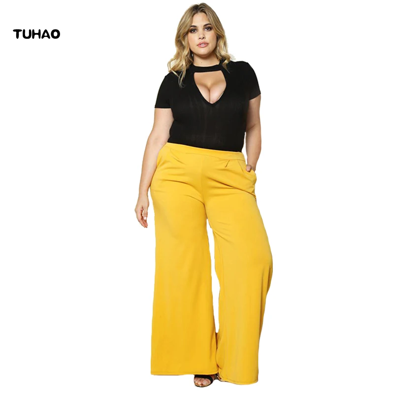 Брюки TUHAO женские с широкими штанинами Модные свободные офисные штаны завышенной