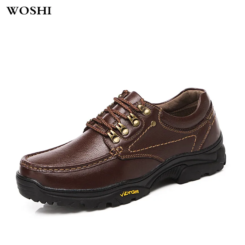 

outdoor sport genuine leather shoes non slip high top men Travel Walking Training Soft Comfortable Driving shoes sneakers men k3