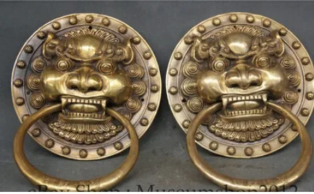 YM 316 9 &quotКитайский дракон из латуни Fu Foo Dog защитная маска на голову льва дверная