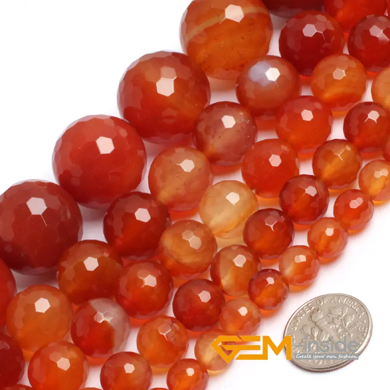Natural Round Red Carnelian Beads Stone For Jewelry Making 15" 2mm Big Hole DIY 