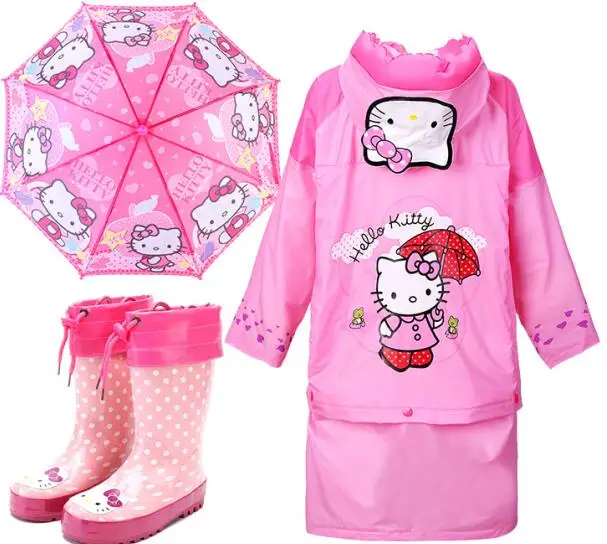 Kid Little Girls Umbrella raincoat and rain boots Set in Umbrellas