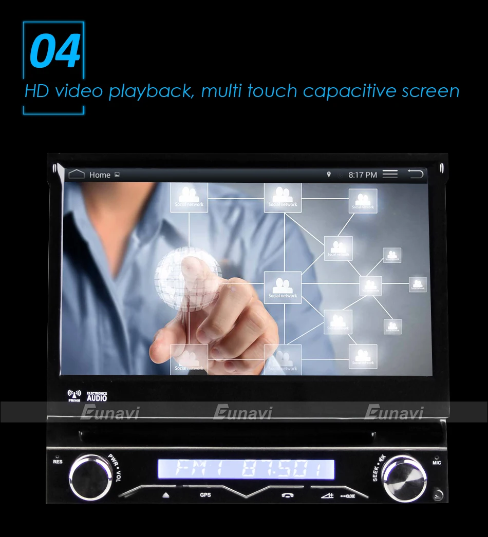 Clearance Eunavi 1 Din Android 9.0 Quad Core Car DVD Player For Universal GPS Navigation Stereo Radio WIFI MP3 Audio USB SWC PX3 6