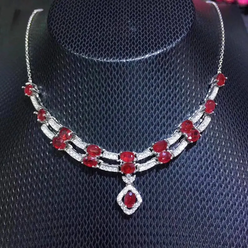 Ruby necklace with pendant Free shipping Natural real ruby 925 sterling