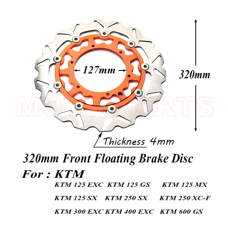 320MM Oversize Front Floating Brake Disc Rotor For - EXC GS EXCF SX SXF SXS XC XCR XCW XCF XCRF MXC MX SMR SIX DAYS Supermoto | Автомобили