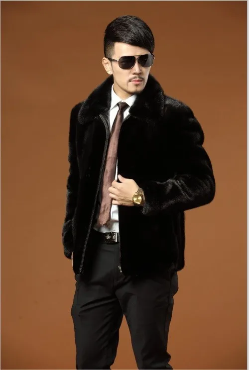Норковая шуба размера плюс с отложным воротником Черная мужская шуба Толстая теплая зимняя куртка женская шуба из искусственного меха норки X876
