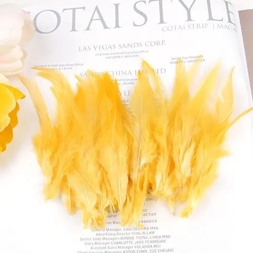 

50pcs Rooster feathers 3-4 inches Stain - Yellow