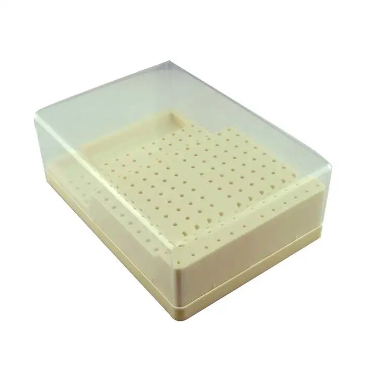 Dental Bur Block Holder Station with Lid Plastic Holds 168 Burs RA FG