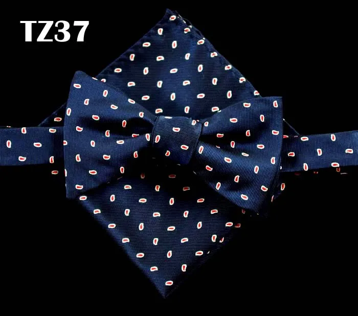 Для мужчин лук галстук Красочные Пейсли Bow Tie Бизнес свадебные с бантиком в горошек Лук галстуки с платком для жениха Вечерние аксессуары