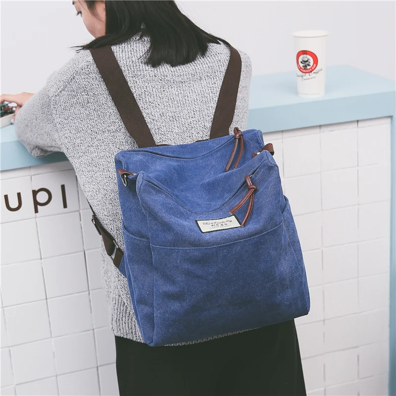 Korean Style Fashionable Female Canvas Backpack Harajuku Style Large Capacity Casual Backpack For Travel College Style Schoolbag3