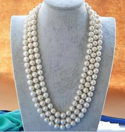 

Free Shipping>>new hot Long 49"ELEGANT 8-9mm AA+ WHITE AKOYA PEARL NECKLACE new