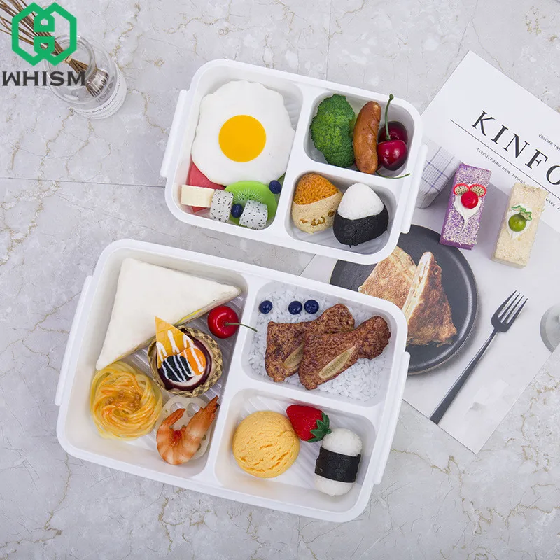 

WHISM Plastic Microwave Bento Boxes 3 Grid Oven Lunch Bento Box Picnic Food Storage Container Travel Lunchbox Food Storage Boxes