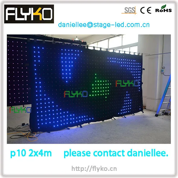 free shipping 4m * 2m P10cm led display screen curtain for stage