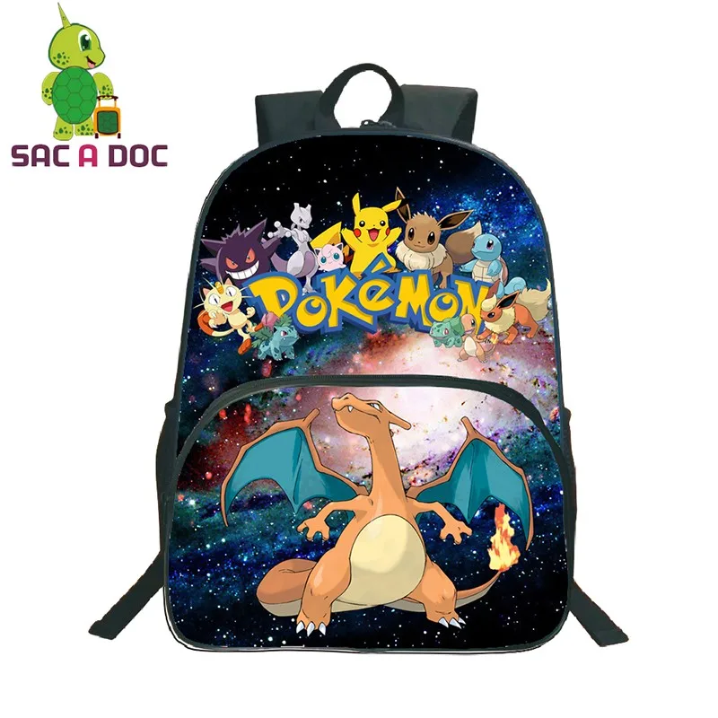 16 дюймов рюкзаки Покемон Bookbag галактика Вселенная Космос Покемон Charizard печать студенческий рюкзак подростковые детские школьные сумки