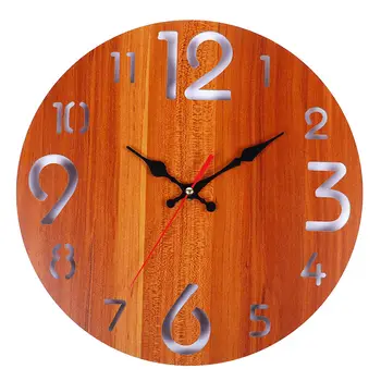 

Vintage Design Round Wooden Digital Hollowing Out Wall Clock Home Office Bar Study Room Creative Decoration Wall Clock