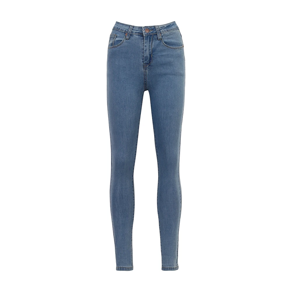 Yanueun, базовые джинсы, узкие брюки, винтажные узкие тянущиеся джинсы для женщин, женские вымытые синие джинсы с высокой талией, обтягивающие джинсы