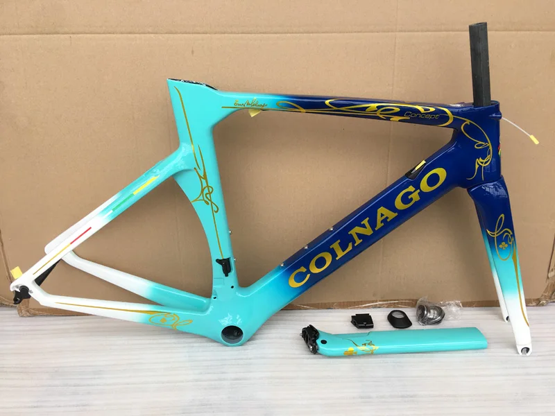 Небесно-Голубой Colnago концепция карбоновая рама для дорожного велосипеда карбоновая рама BB386 XS/S/M/L/X glod Логотип