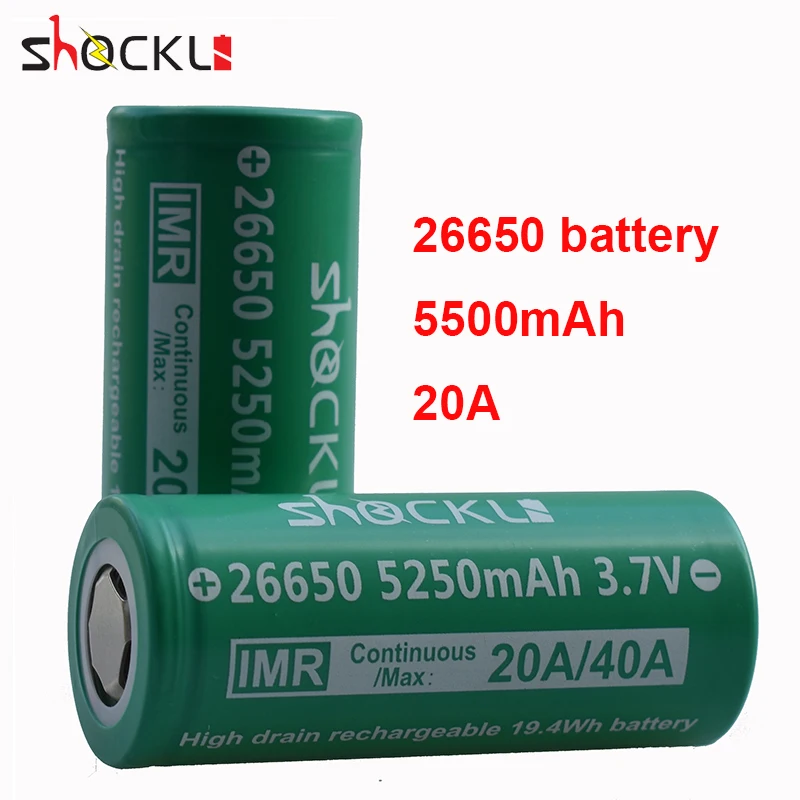 Shockli 26650 5250mAh 3,7 v литий-ионная аккумуляторная батарея 30A 40A 26650 литиевая батарея для фонариков высокой мощности