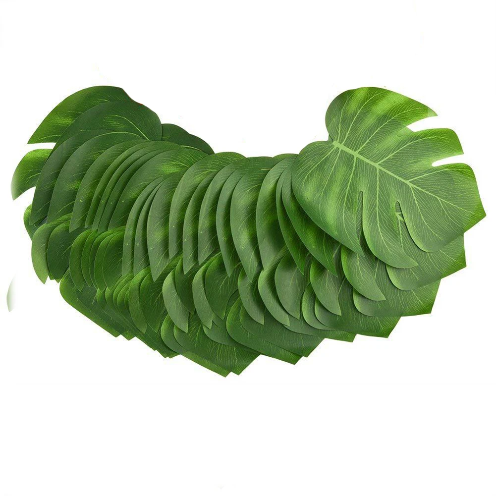 

12Pcs Small Artificial Tropical Palm Leaves Turtle Leaf Simulation Leaf for Hawaiian Party Jungle Beach Party Christmas Decor