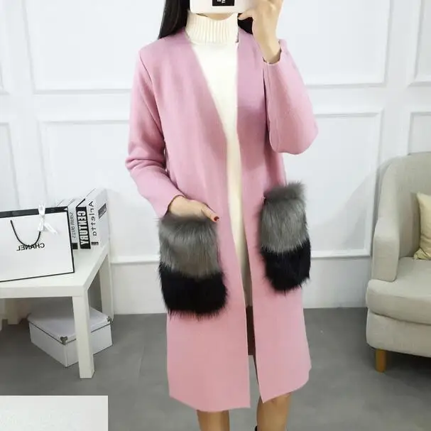 Cachemira Punto Versión Largo Camisa Zorro Rebeca Las Mujeres Suéter Abrigo De Con Yardas Cuello Chaqueta Df336 Piel Nueva Grandes Imitación qFxBx7X