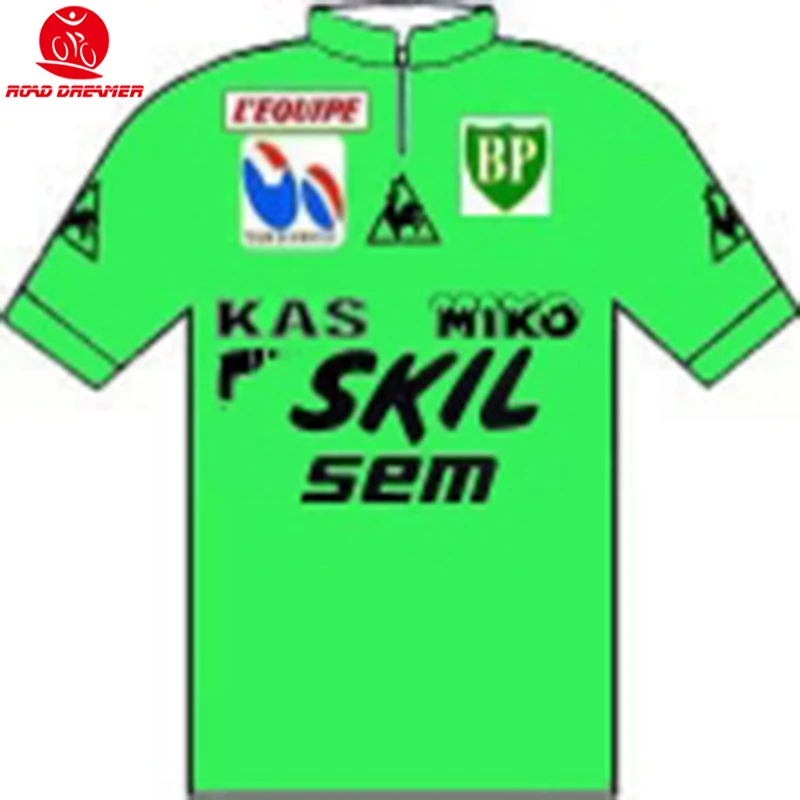 

1985 old style Tour de green SKIL-sem cycling jersey Short sleeved clothes Summer MTB Bicycle team jersey Ropa ciclismo maillot