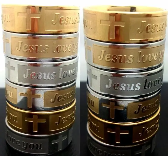 36pcs MIX Jesus love you Rings Men's High quality Cross Stainless Steel