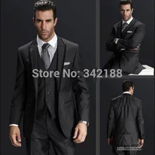 На дизайн уголь смокинги пик дружки / костюмы( куртка+ брюки+ жилет) / лучшую костюм / свадебное платье suitw