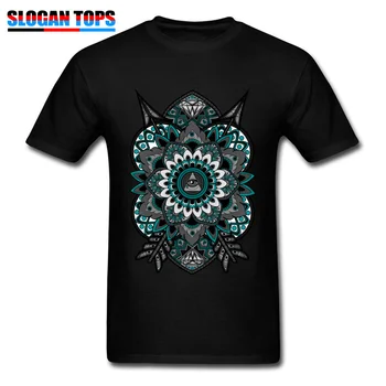 

2018 Cotton T-shirt Men Mandala Tshirt Illuminati Flower Of Life Tops Geometric Art Designer Clothes Black Vintage Tees O Neck