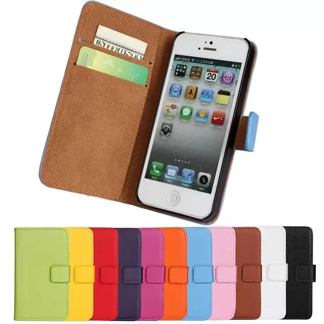 

Genuine Leather Case Wallet Cover With Magnetic Buckle Luxury Full Card Flip Card Case For Apple iphone 5S 5G 5SE