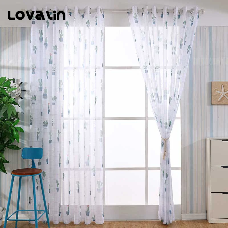 Lovalin Sheer Тюль Шторы s для гостиная скрининг окна растения Вуаль занавеска