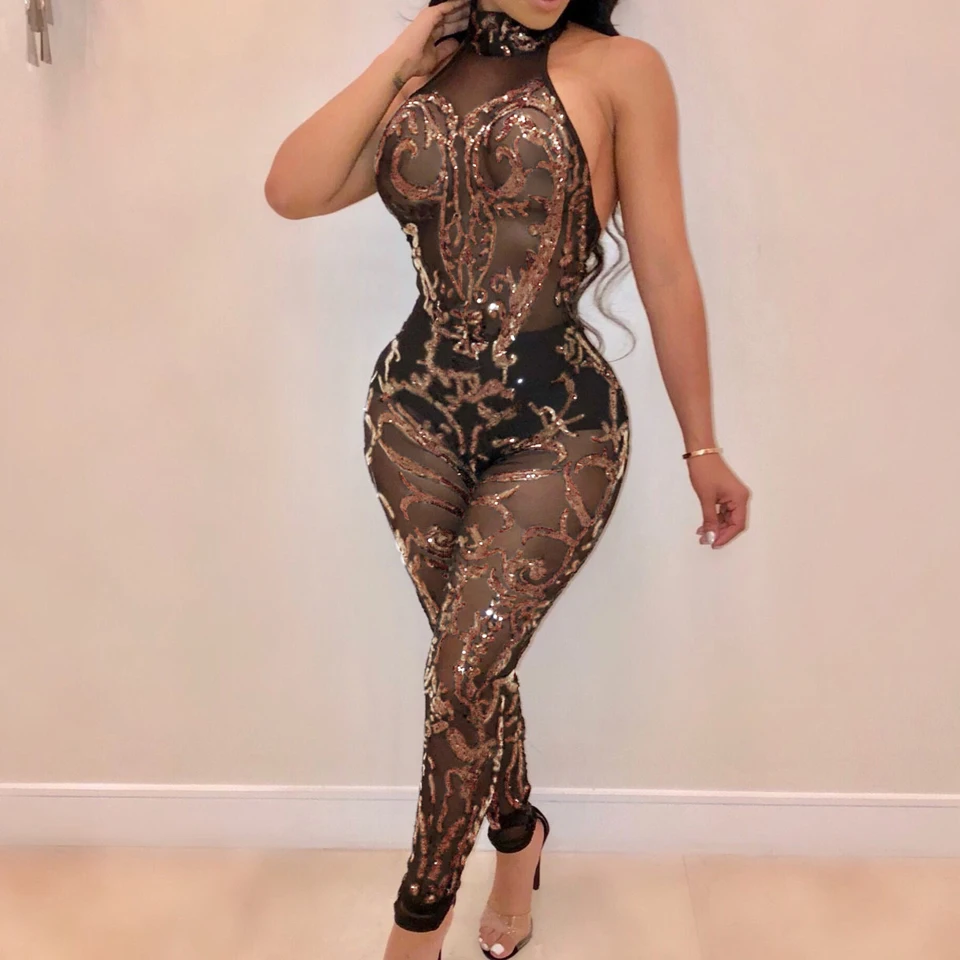 Sexy Backless Sequin Bodycon Jumpsuit (2)