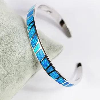 

JZB0058 Dazzling Blue Opal Bangles Top Quality Jewelry Cuff For Men & Women Lovers Gift Pulseras