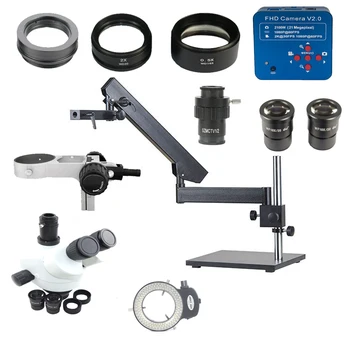 

3.5X-90X Trinocular Articulating Arm Clamp Stereo simul-focal Microscope+21MP microscope Camera+2.0X 0.5X Glass lens phone tools