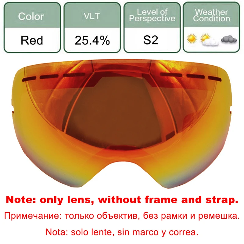 LOCLE Double Layers UV400 Anti-fog Ski Goggles Lens Brightening Lens For Weak Light Applicable to GOG-201/S-3100 (Only Lens) 4