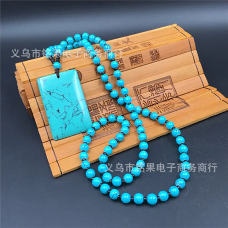 

2019 New Lucky Stone Amulet Pendant NecklaceTibetan Natural Stone Chain Bead Necklaces Women Jewelry Transshipment Gift
