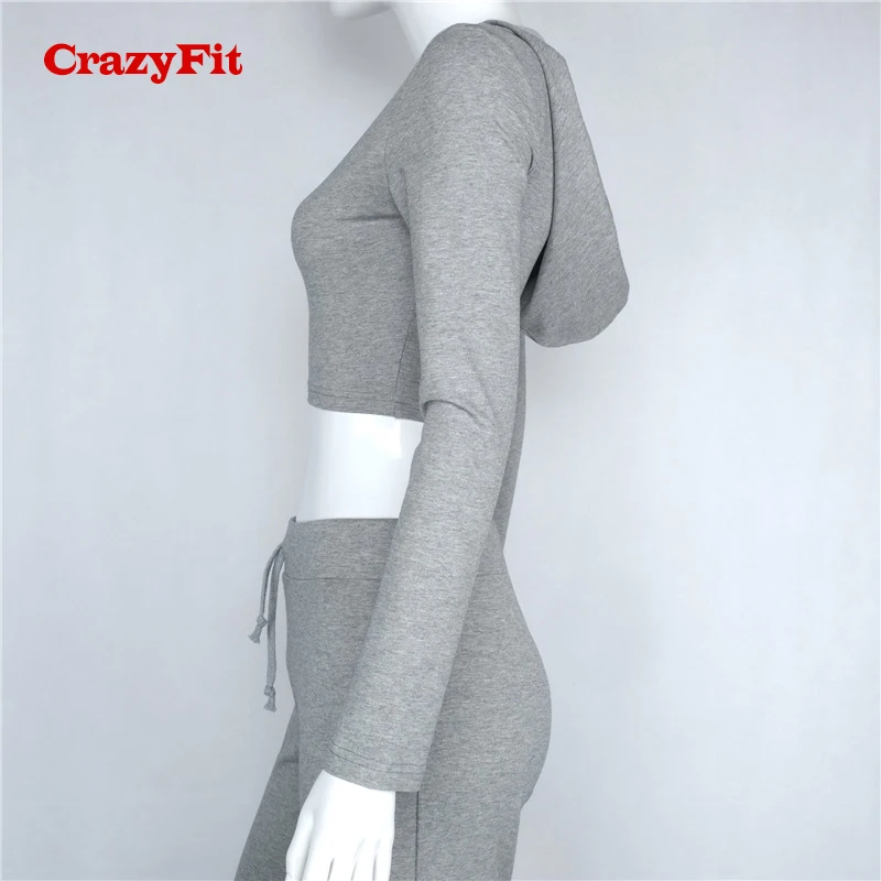 CrazyFit комплект из 2 предметов для йоги серый черный сексуальный 2018 толстовка с
