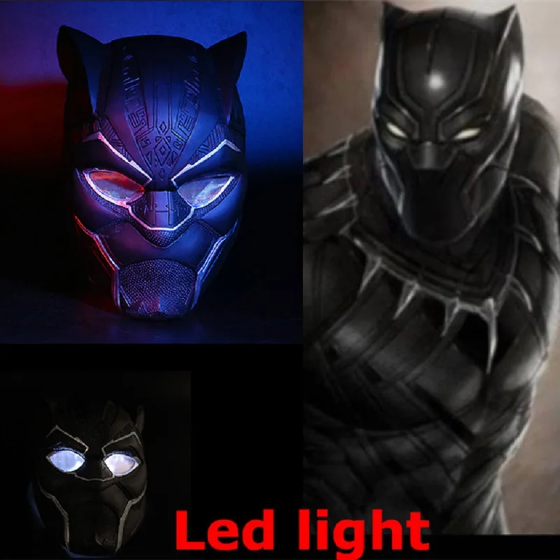 2018 Movie Avengers Infinity War Black Panther Helmet Cosplay Superhero LED Mask Halloween Matte Mask (1)