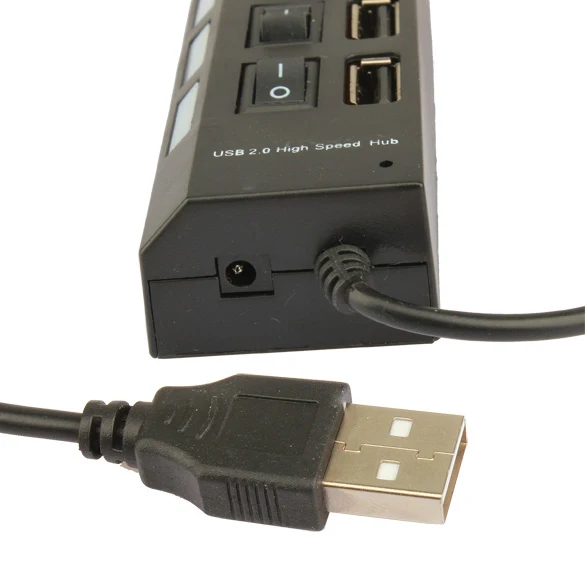 Высокоскоростной usb-хаб 7 портов USB 2,0 адаптер питания кабель разветвитель с переключателем включения/выключения для портативных ПК