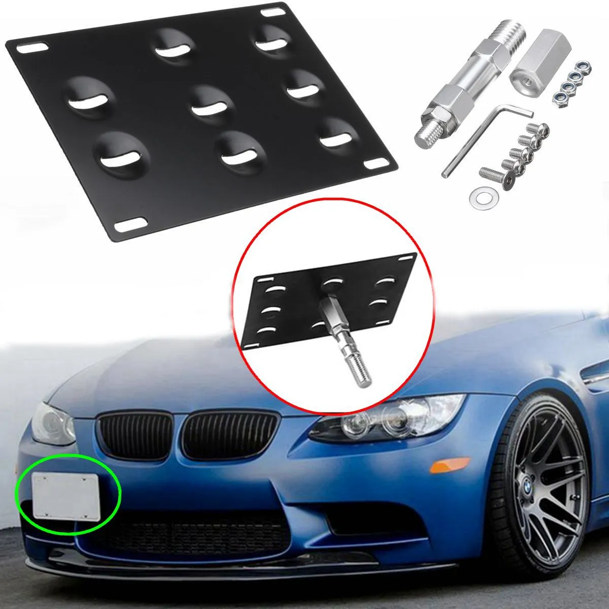 Front Bumper Tow Hook License Plate Mounting Bracket For BMW F30 F32