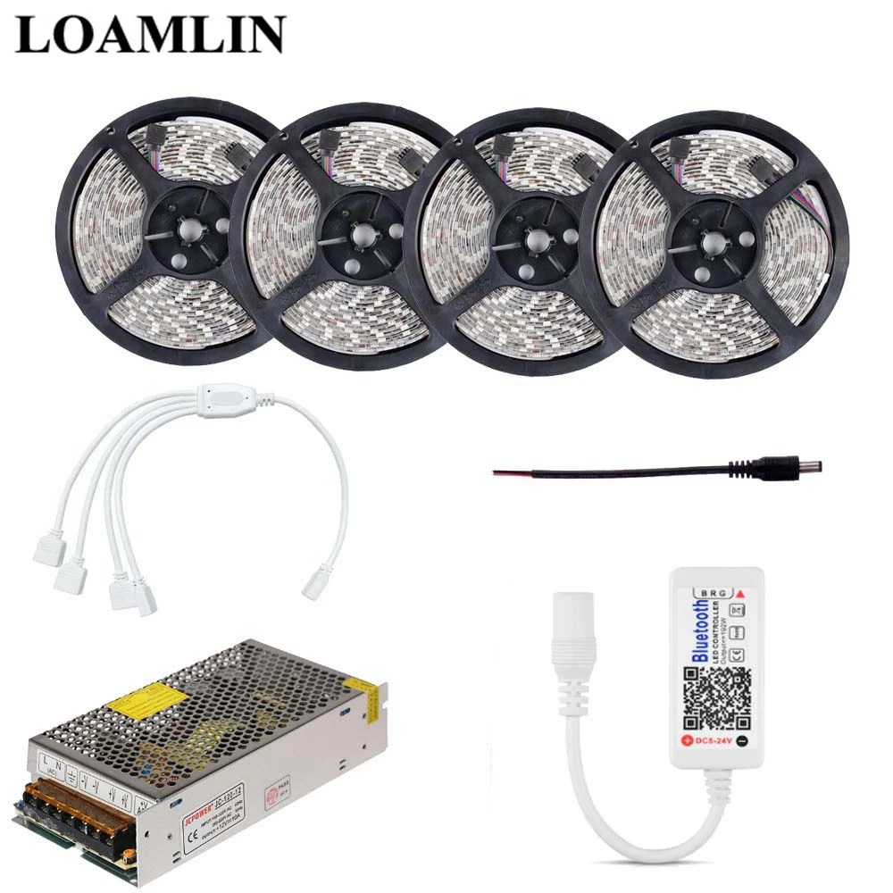 

2835/3528 RGB Led Flexible Strip Light With DC5-24V Bluetooth RGB Led Controller Power Supply Kit 5M 10M 15M 20M