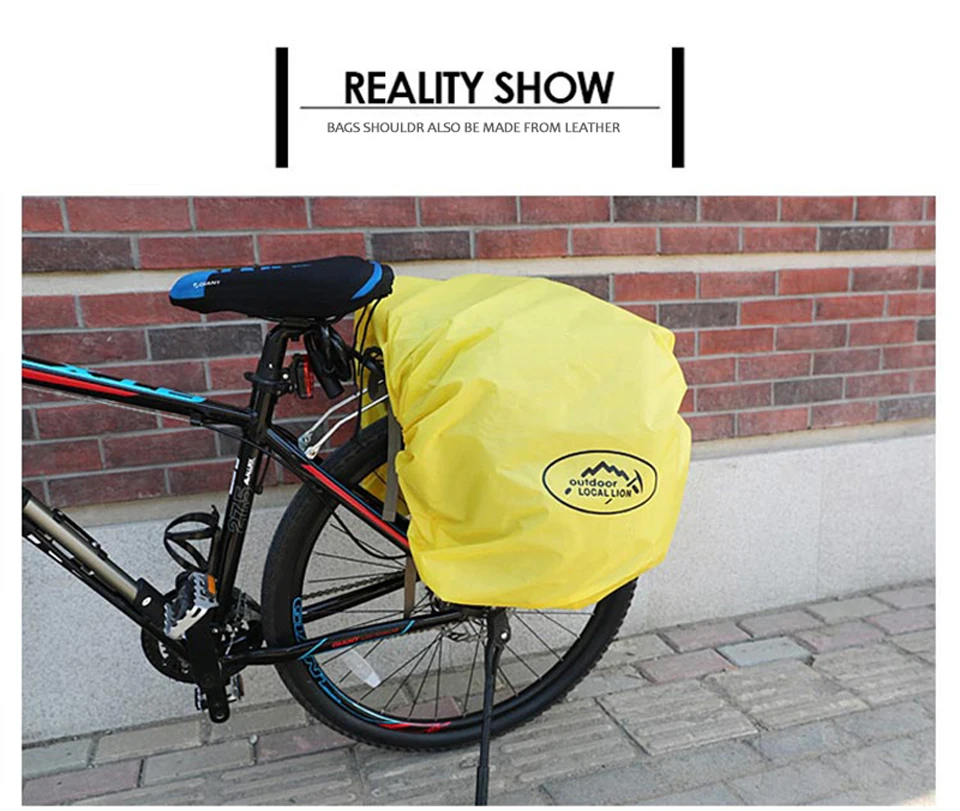 Top LOCALLION Retro Canvas Bicycle Carrier Bag 50L Rear Rack Trunk Bike Luggage Back Seat Pannier Reflectivs Cycling Storage Two Bag 10