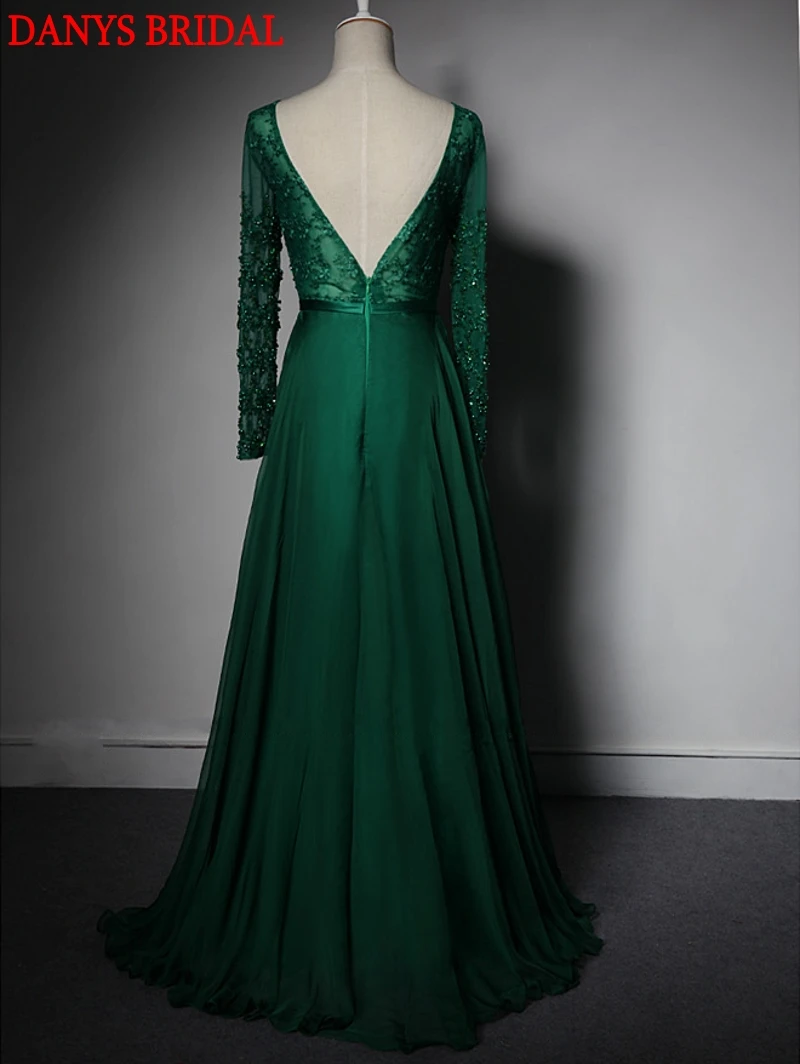 US $155.00 Emerald Green Mother of the Bride Dresses for Weddings Long Sleeve Evening Gowns Beaded Formal Godmother Groom Long Dresses