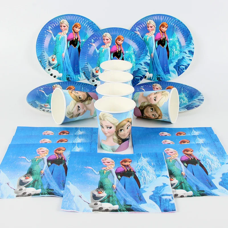 Disney Frozen Tableware Set Total 60pcs Cup+Napkin+plate Girls Favor