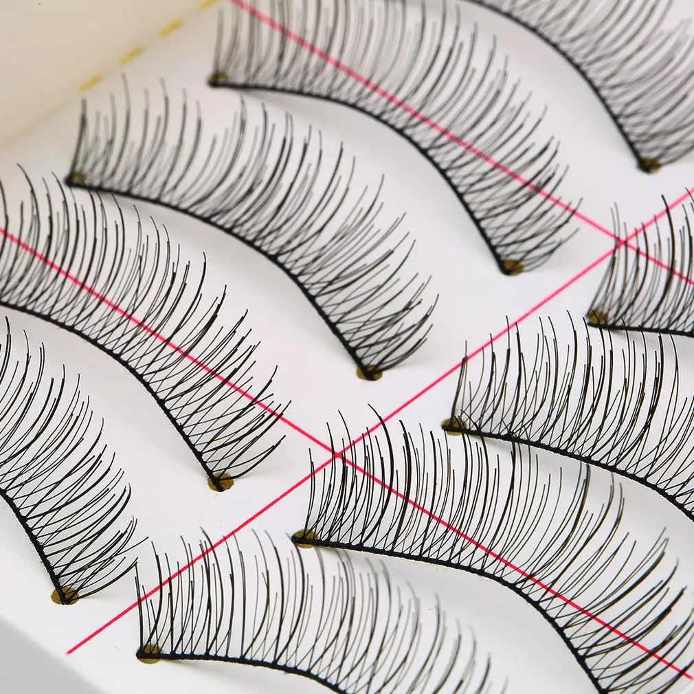 

New 2set/20 Pairs Handmade Fake False Eyelash Lashes Natural Transparent Stem Black Fashion Cheap Beauty Fashion Natural Items