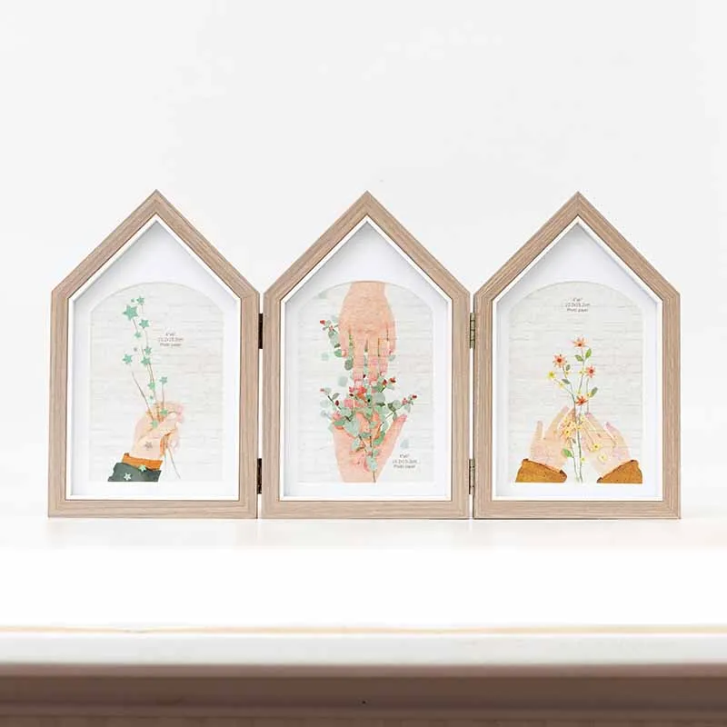 

Creative Three-Dimensional Double-Sided Rotating Photo Frame Set 6 Inch Nordic Folding Picture Frame Hydroponic Plant Decoration