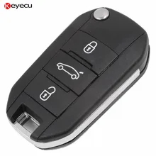 Keyecu Folding Remote Key Shell for CITROEN C5 C6 C8 C2 C3 C4 Case Fob Refit 3 Button Wihtout Groove Balde