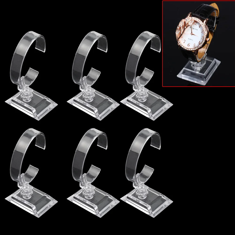 6 шт прозрачный пластиковый браслет часы Органайзер Показать стенд держатель ювелирных изделий дисплей
